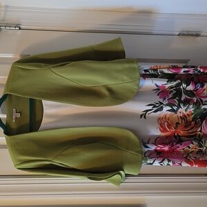 MAYA BROOKE WOMEN'S GREEN & WHITE FLORAL SLEEVELESS DRESS OPEN JACKET SIZE 18W